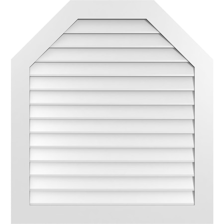 Ekena Millwork Octagonal Top Surface Mount PVC Gable Vent w/ 3-1/2"W x 1"P Standard Frame, 38"W x 42"H GVPOT38X4201SN
